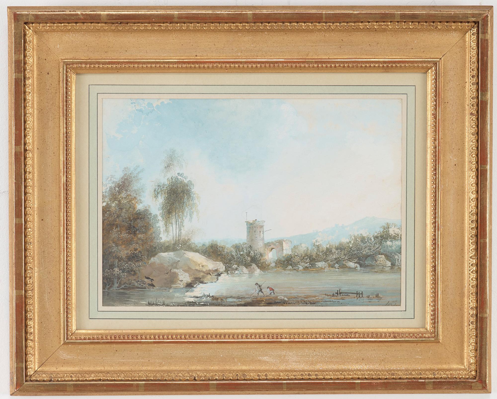 Louis Belanger, Fishermen by a river and ruins.