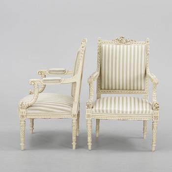 SALONGSGRUPP, 8 delar, Louis XVI-stil, 1900-talets första hälft.