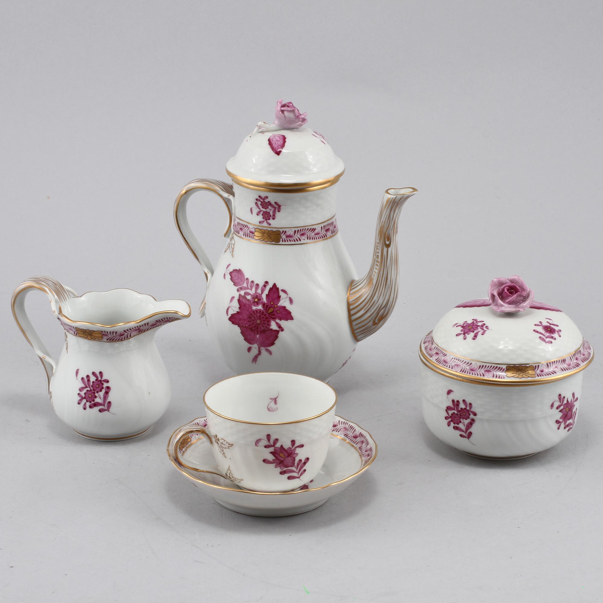 MOCCASERVIS, 9 delar, porslin, Herend, Ungern, 1900-talets andra hälft.