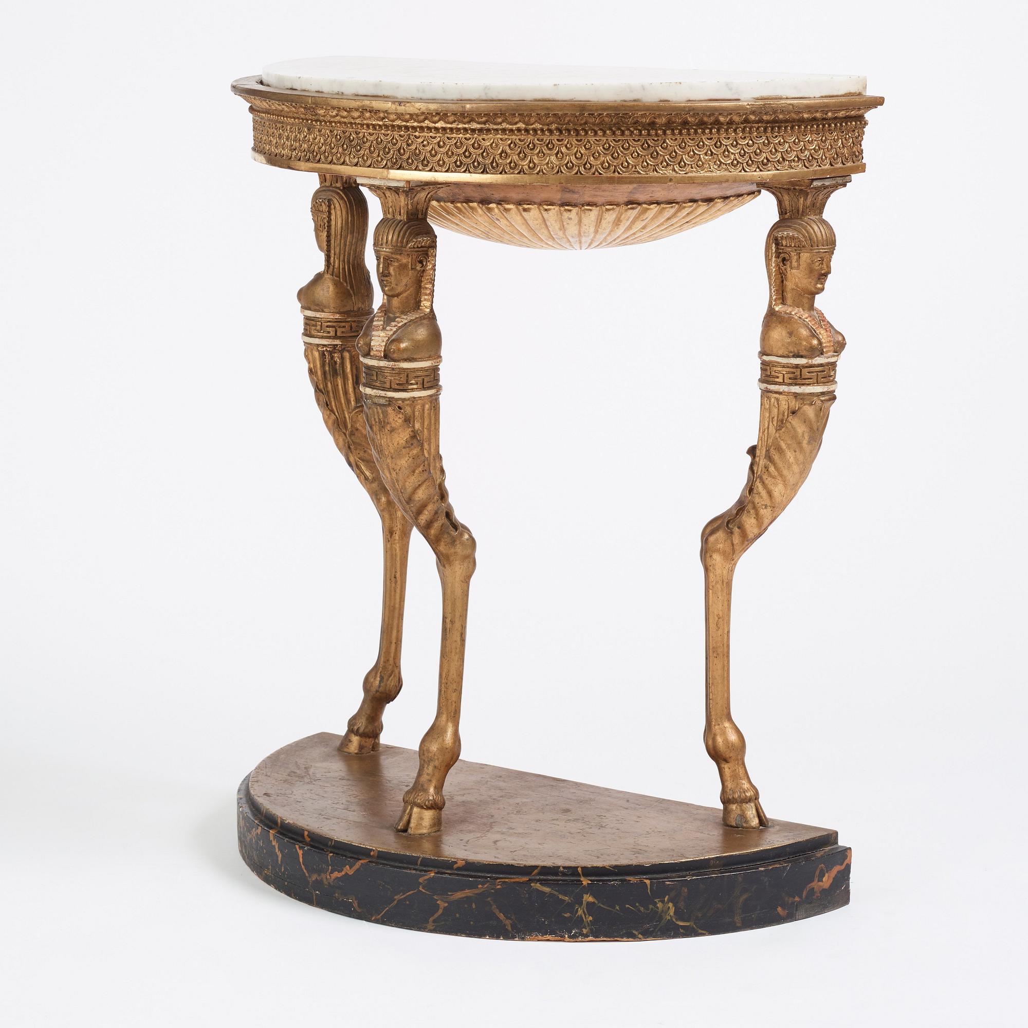 A late Gustavian console table, Stockholm, around 1800.