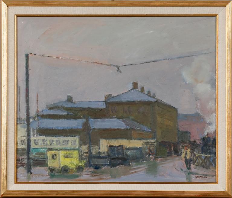 SIGGE JERNMARK, olja på pannå, signerad.