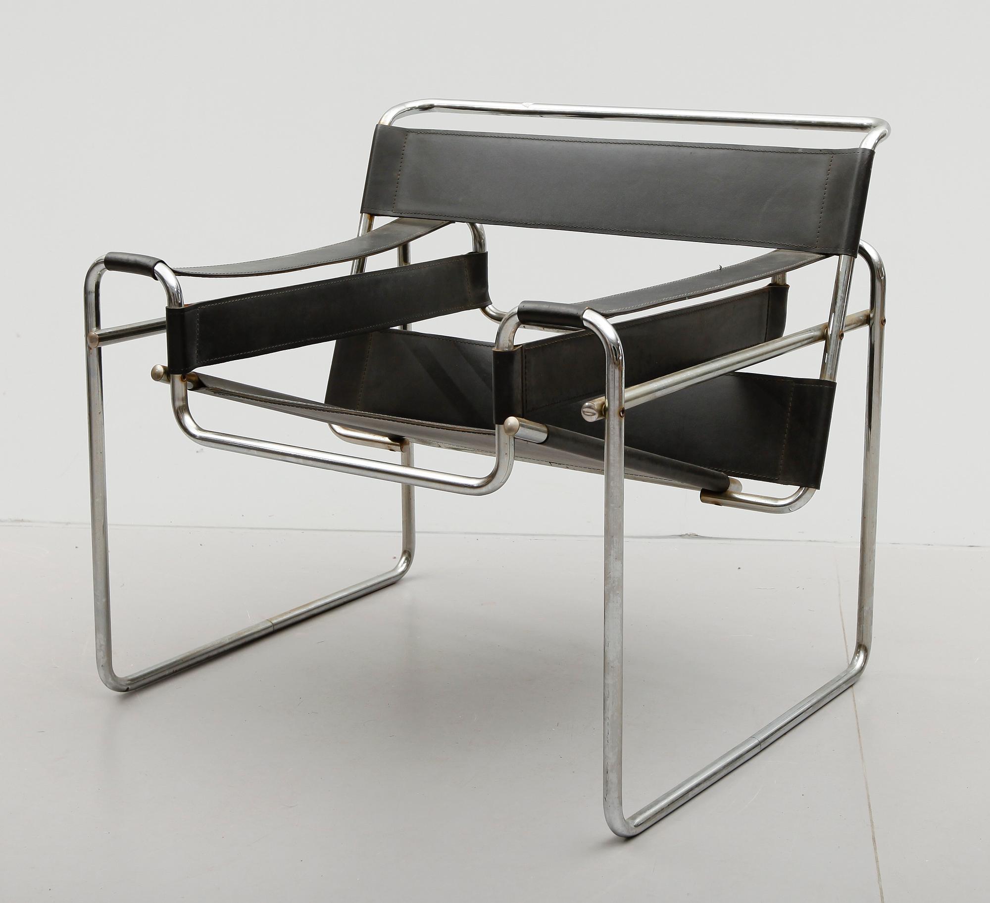 FÅTÖLJ, efter Marcel Breuer, "Wassily", 1900-talets andra hälft.