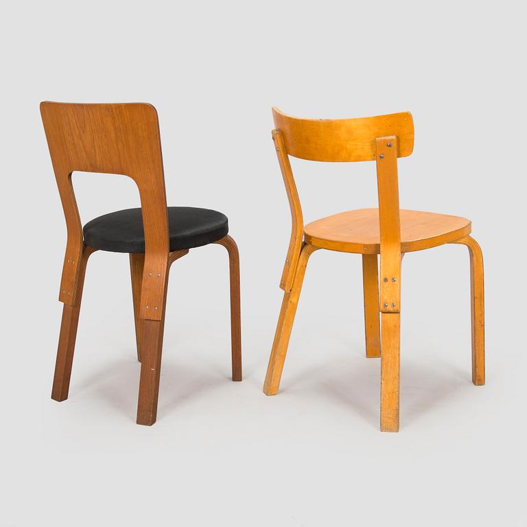 Alvar Aalto, stolar, 2 st, modell 66 och 69,  Artek 1900-talets mitt.