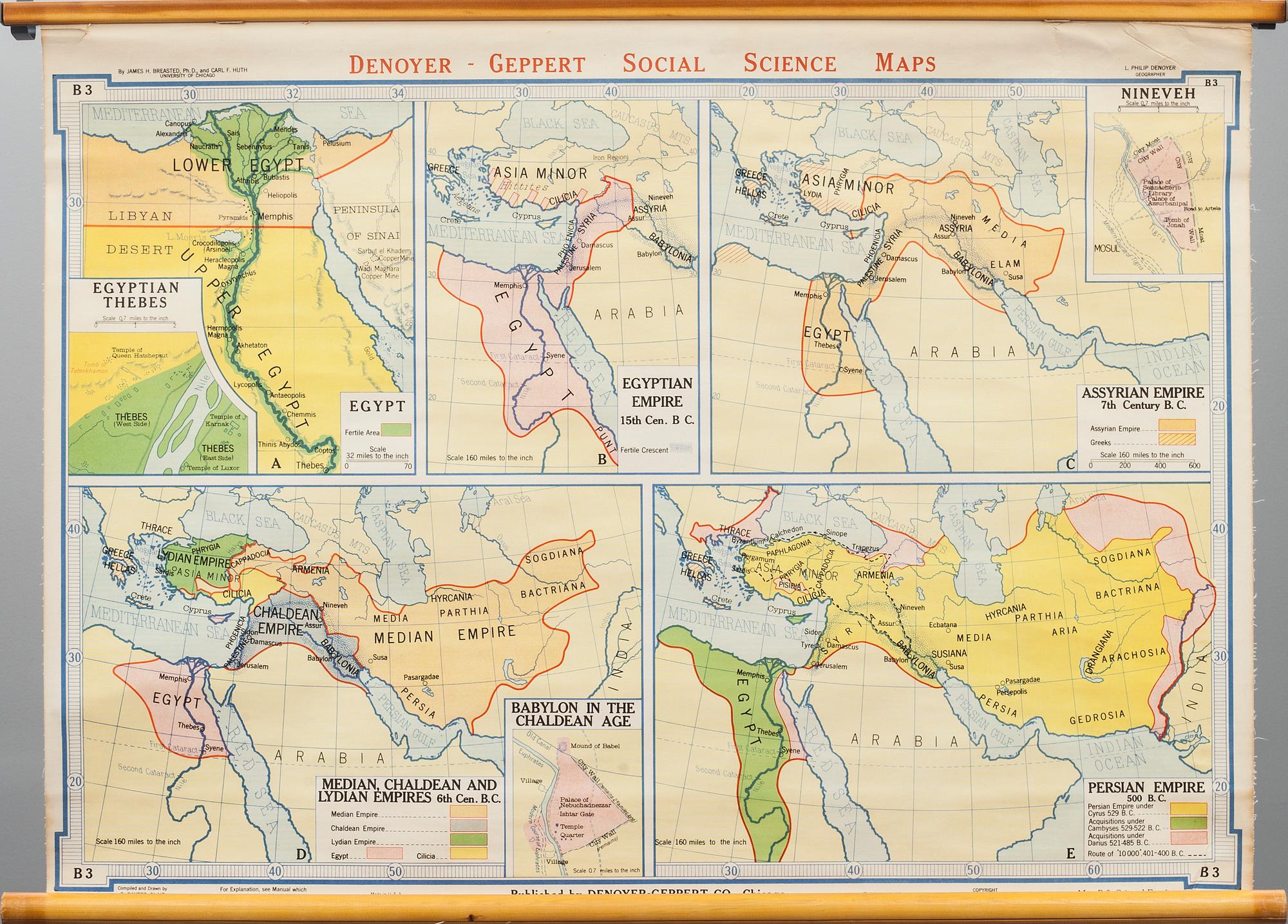 SKOLKARTOR, 2 st. Forntidens världsvälden. "Ancient world".