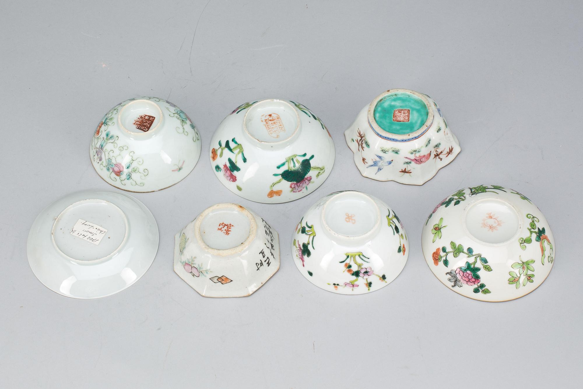 PARTI PORSLIN, 7 delar, Kina 1800-tal.