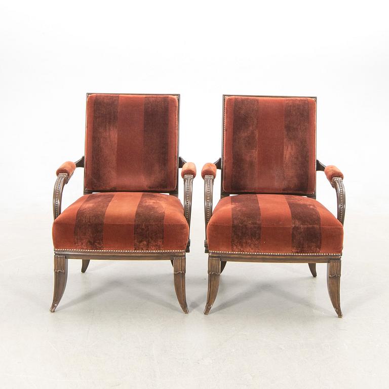 Lucien Rollin, armchairs, a pair, Art Deco style, late 20th century/early 21st century.