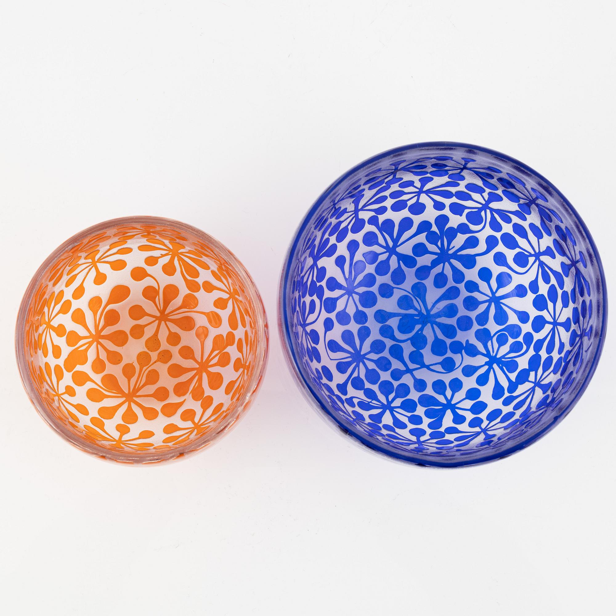 Bertil Vallien, two bowls, Boda-Åfors.