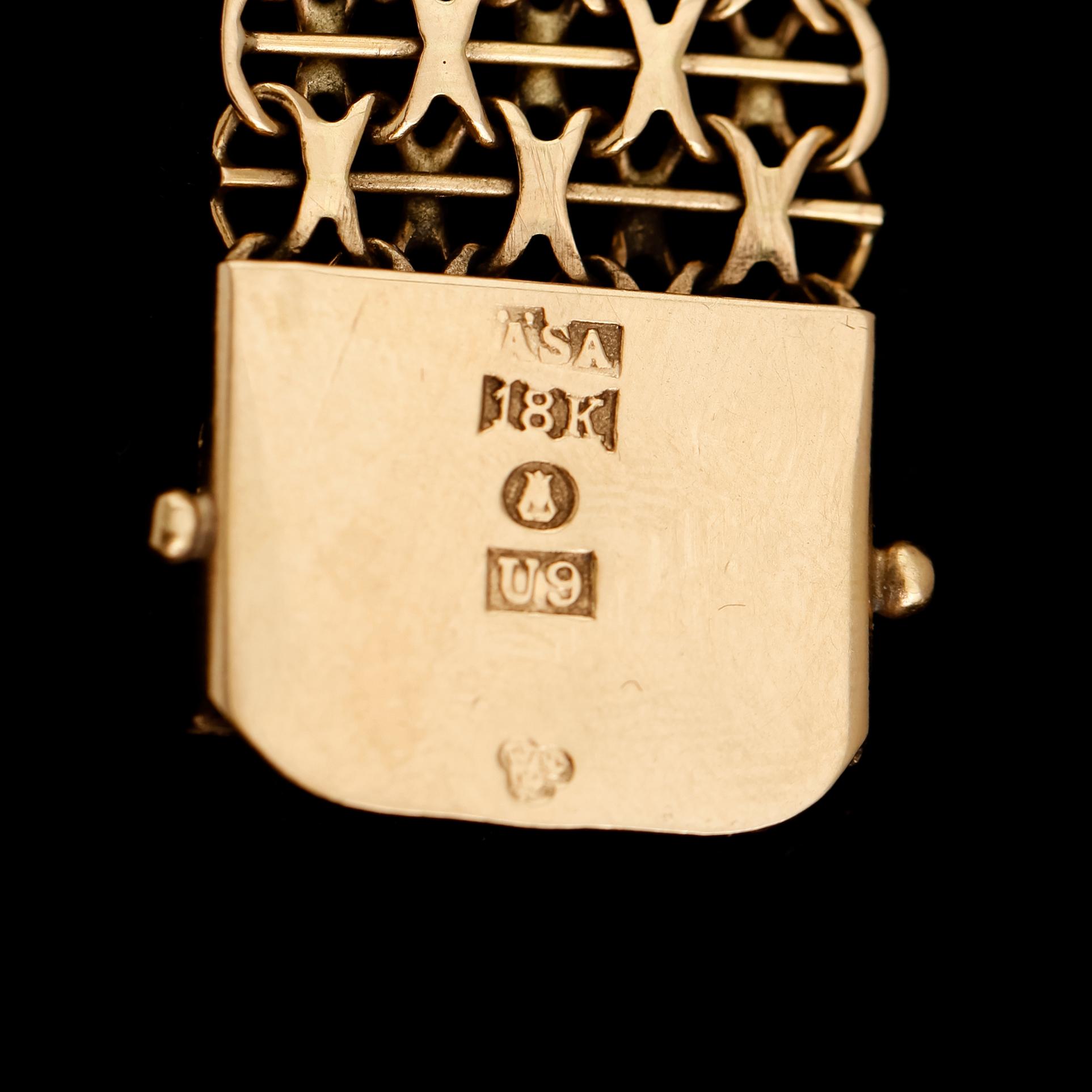 ARMBAND, 18 k guld, 1970, x-länk. Vikt ca 26 gram.