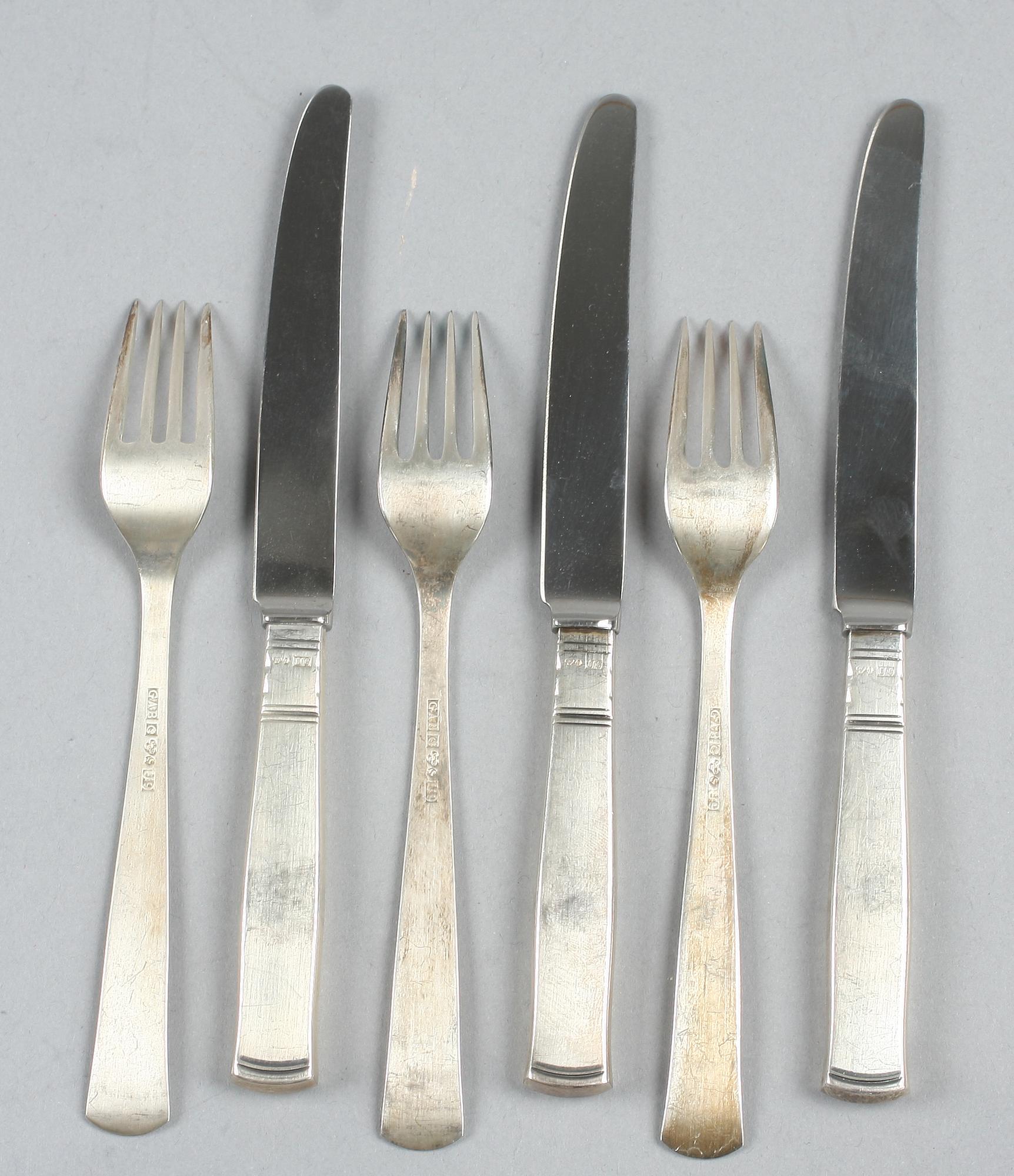 SMÖRGÅSBESTICK, 38 st. Silver "Rosenholm", div årtal. Tot 1200 g.
