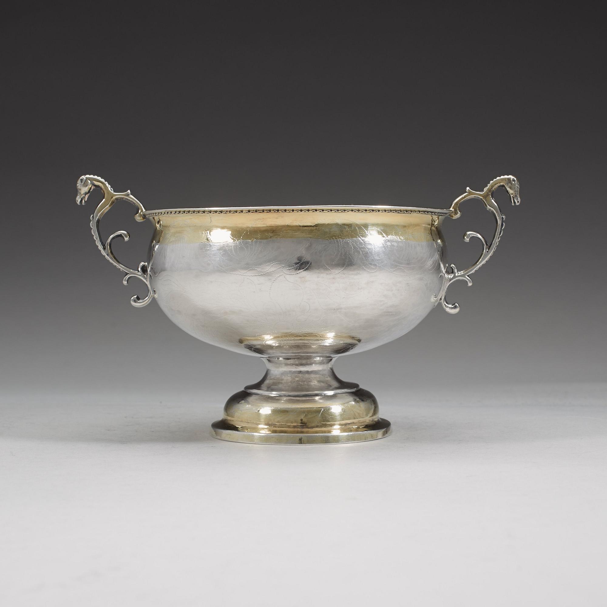 A Swedish 18th century parcel-gilt brandy-bowl, Christoffer Bauman, Hudiksvall 1777.