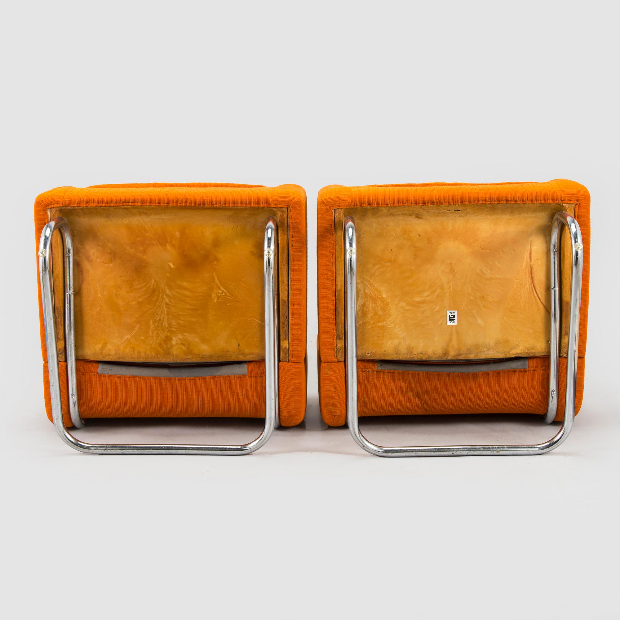 Esko Pajamies, a pair of 1970's 'Contra' easy chairs for Asko, Finland.