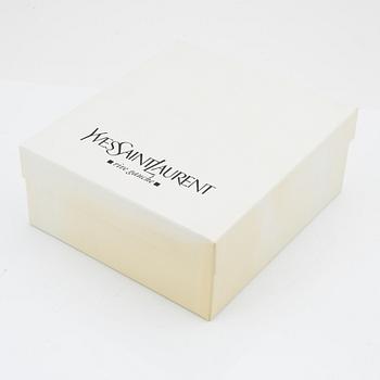 Yves Saint Laurent, a pair of black silk and bows platform sandals, size 37.