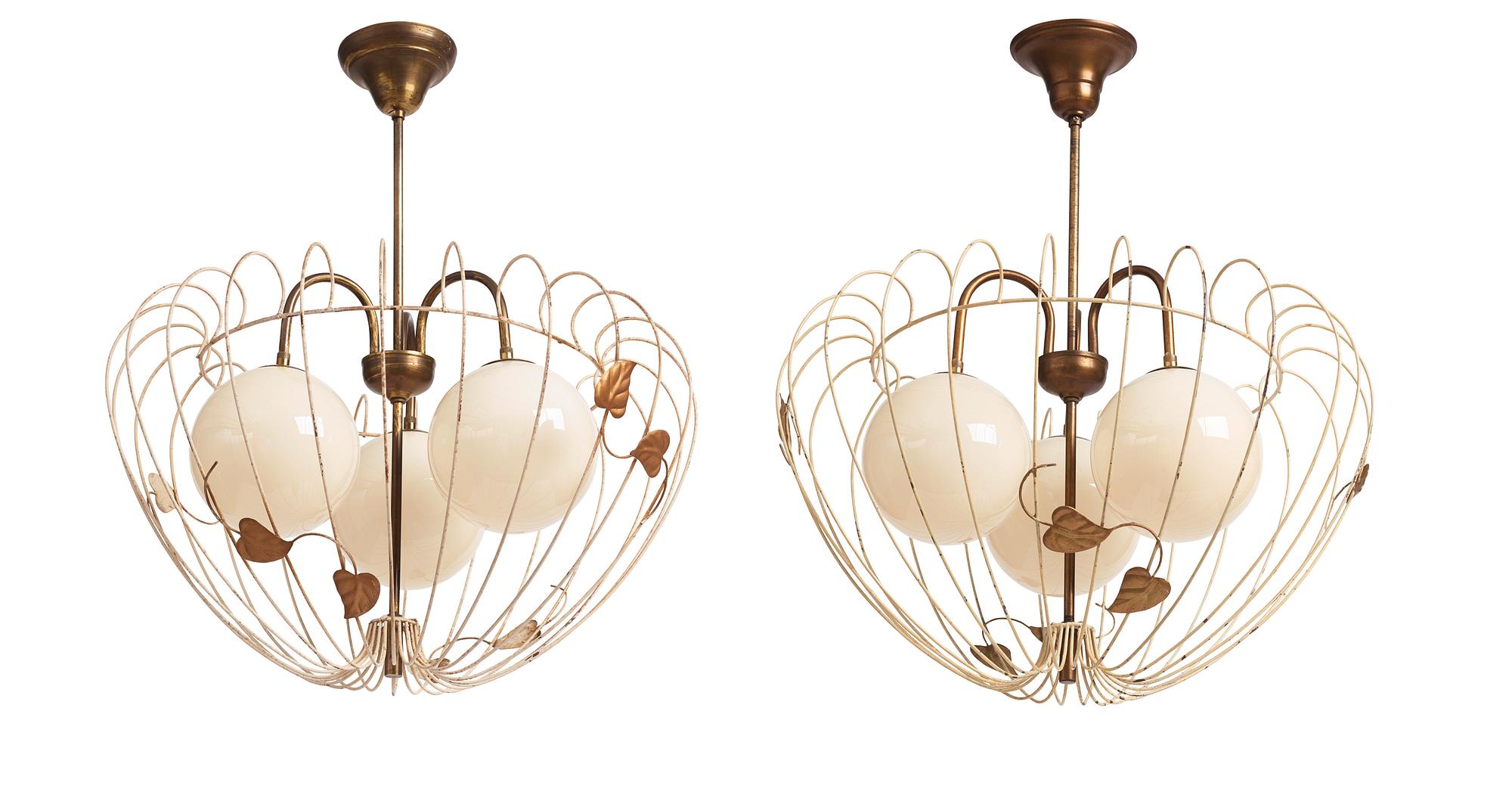 A pair of Swedish Modern ceiling lamps, 1940s.