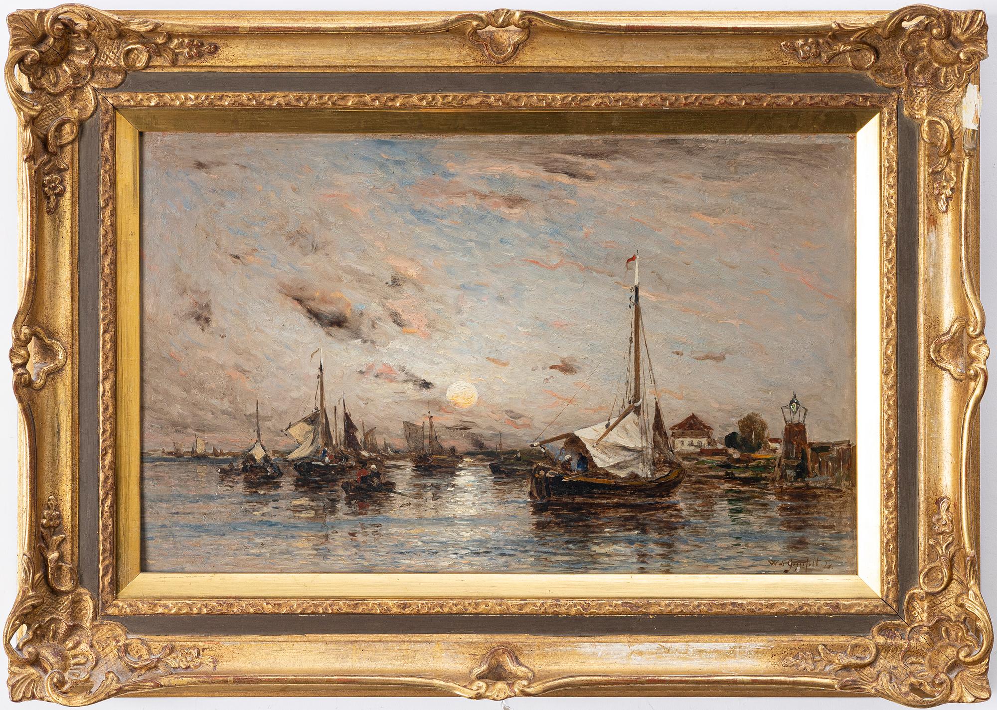 Wilhelm von Gegerfelt, Coastal scene with fishing boats.