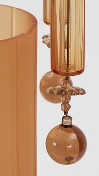 A 1920-30's glass and brass ceiling lamp.