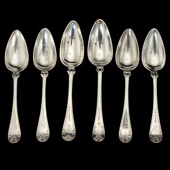 MATSKEDAR, 6 st, silver, P. Holmberg, Örebro, 1800-talets senare hälft. Vikt 358.