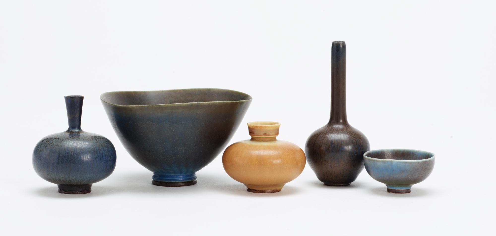 Five Berndt Friberg stoneware miniatures, Gustavsberg studio 1960's.