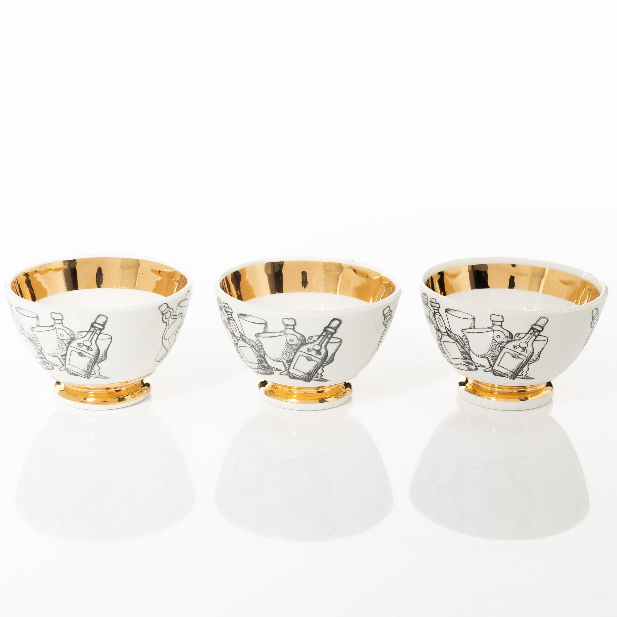 Piero Fornasetti, six bowls, Fornasetti, Milan, Italy.