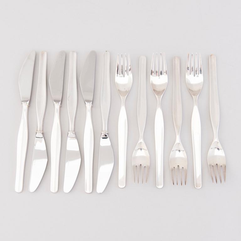 TAPIO WIRKKALA, A 57-piece set of 'Tapio' silver cutlery, Hopea-/Kultakeskus, Hämeenlinna, Finland 1961-76.