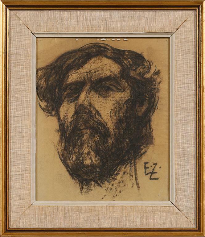 EMILE ZOIR, kolteckning, signerad.
