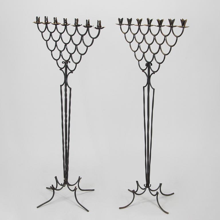 A pair of floor candelabras, made to order from the 1920s.