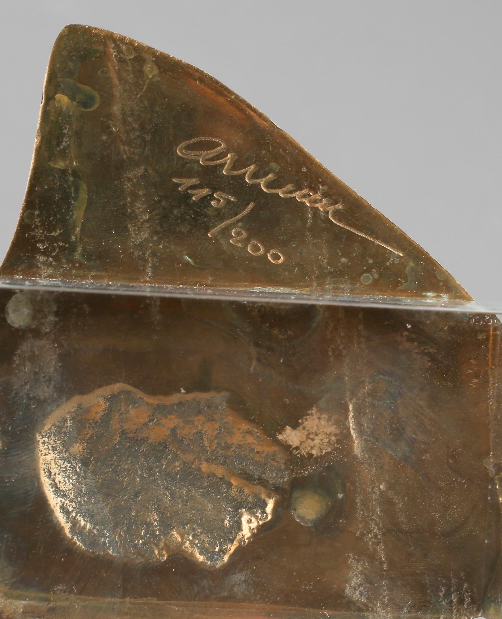FERNANDEZ ARMAN, skulptur, guldpatinerad brons, signerad och numrerad 115/200. Utförd 1986.