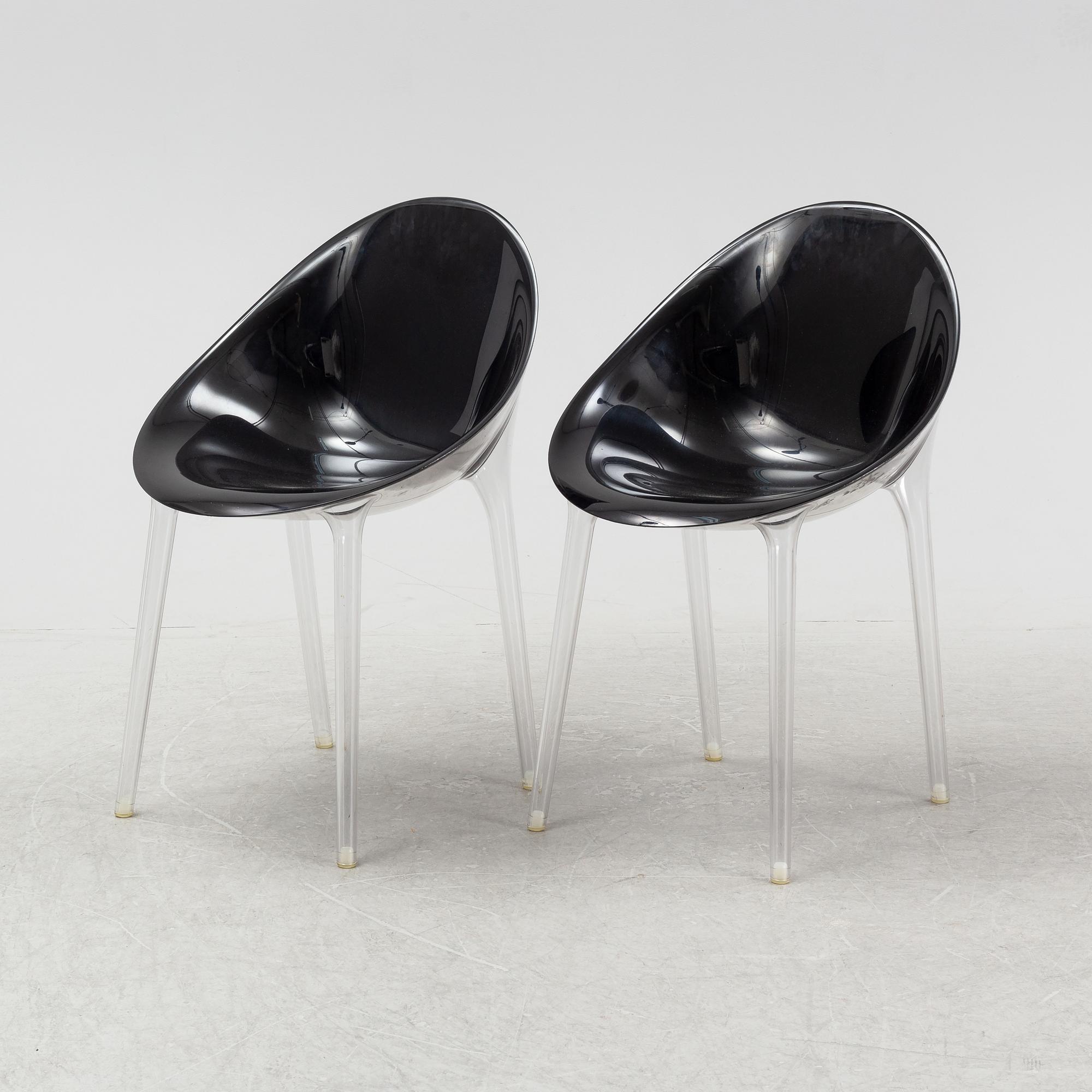 Philippe Starck, a pair of 'Mr. Impossible' chairs from Kartell, Italy.