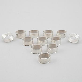 Twelve Sterling Silver Napkin Rings, Koch & Bergfeld, Germany, second half of the 20th Century.