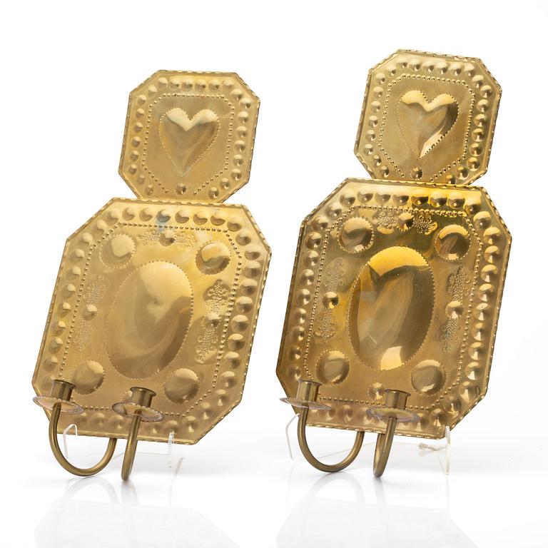 A pair of wall sconces, brass, 20th century.