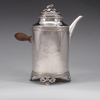 A Swedish 18th century silver coffee-pot, marks of Nils Tornberg, Linköping 1788.
