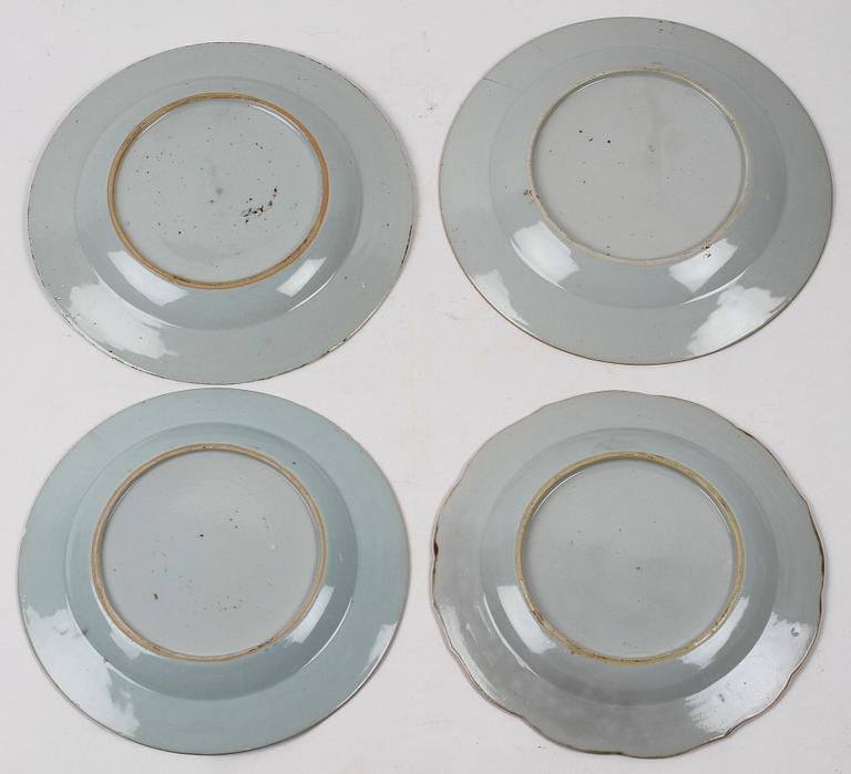 TALLRIKAR, 4 st, porslin, Kina, 1700-tal.