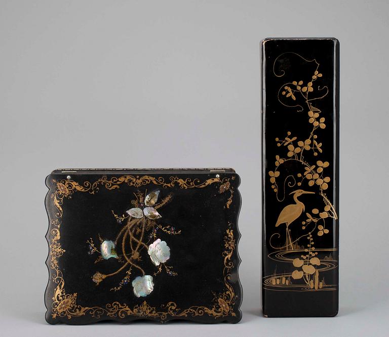 LACKSKRIN, 2 ST, Kina/Japan, 1900-talets början.