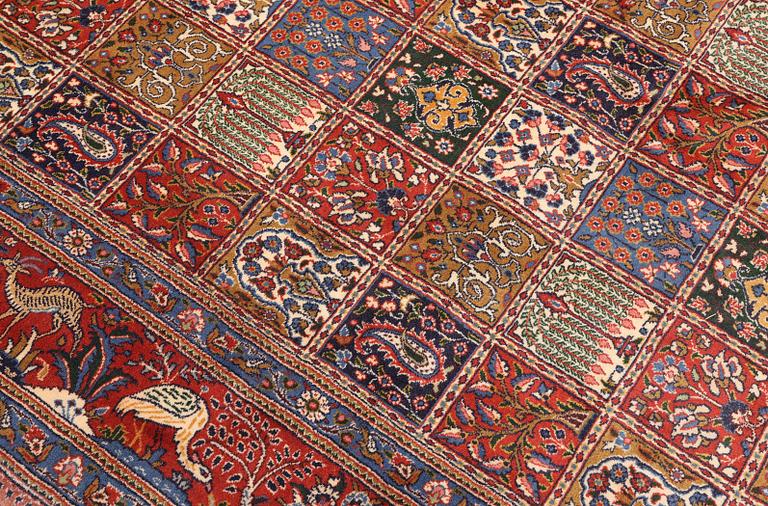 A Moud part silk carpet, 354 x 252 cm.