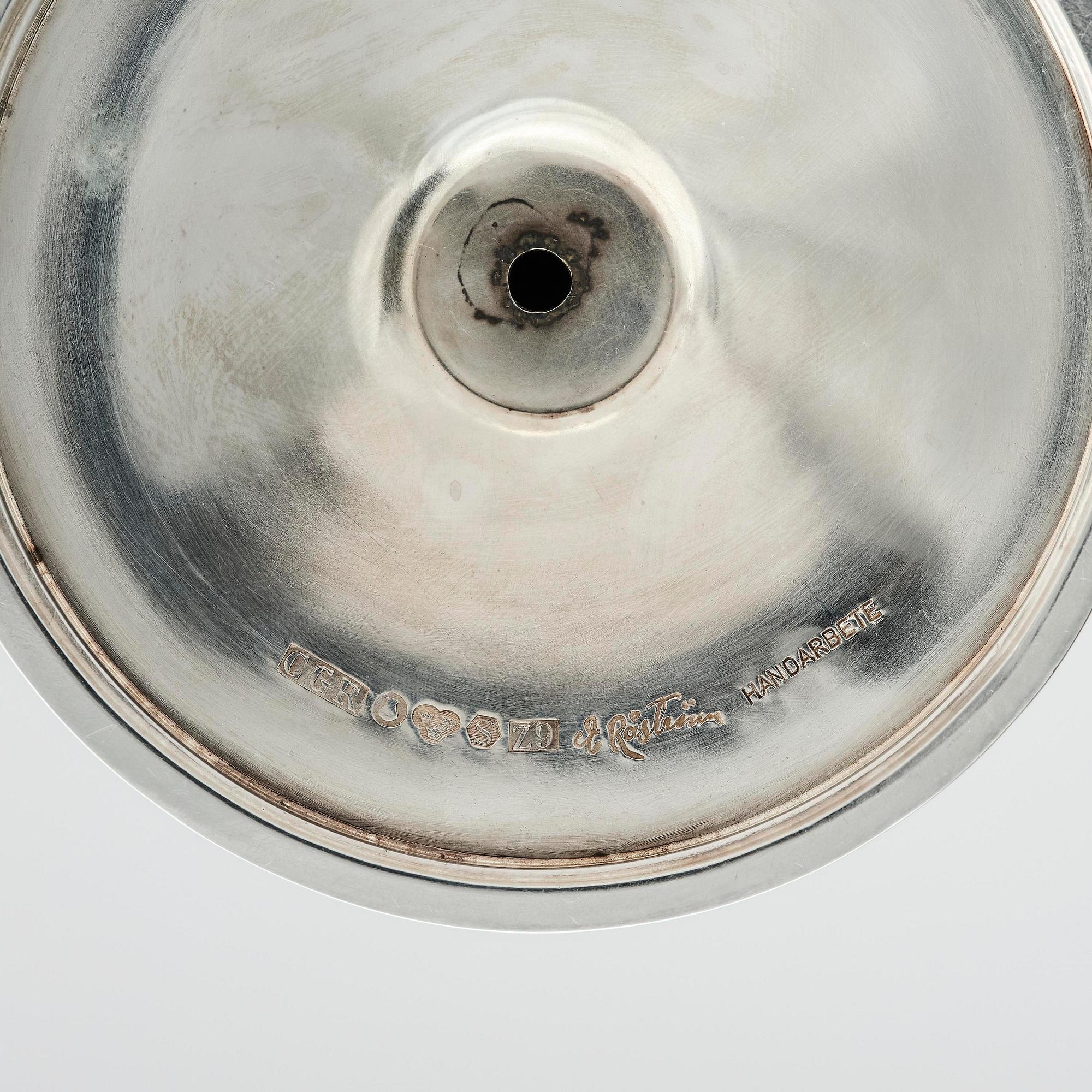 Eric Råström, a pair of silver candlesticks, company CG Råström, Stockholm 1974.