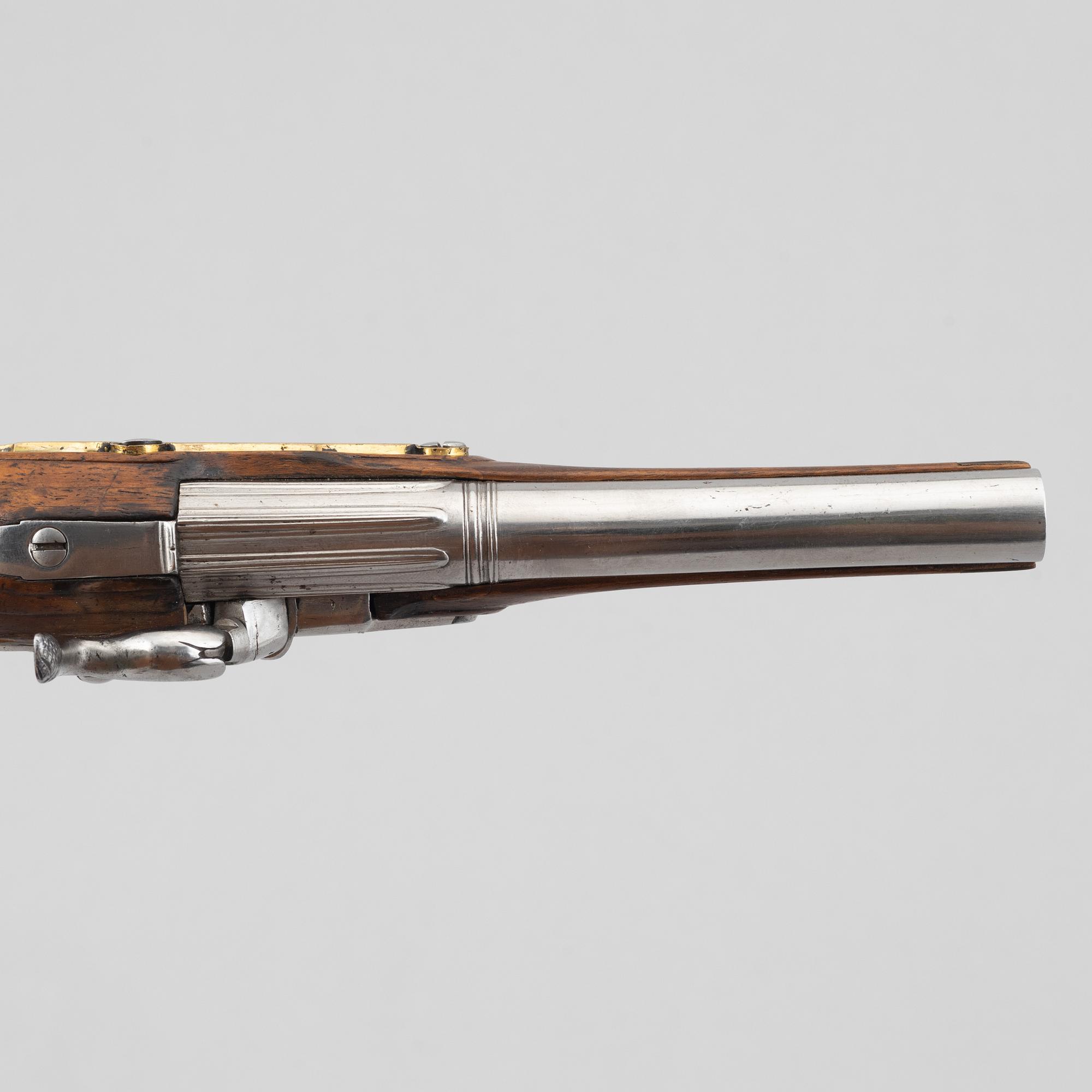 Percussion pistol, converted from flintlock, Anton Gerhardt Stockholm (1705-49).