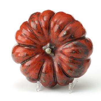 A Hans Hedberg faience sculpture of a pumpkin, Biot, France.