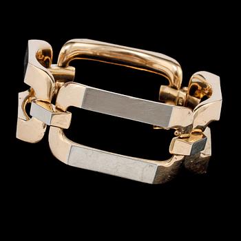 ARMLÄNK, 18k guld och vitguld, importstämplat, omkring 1900-talets tredje kvartal. Vikt 64 g.