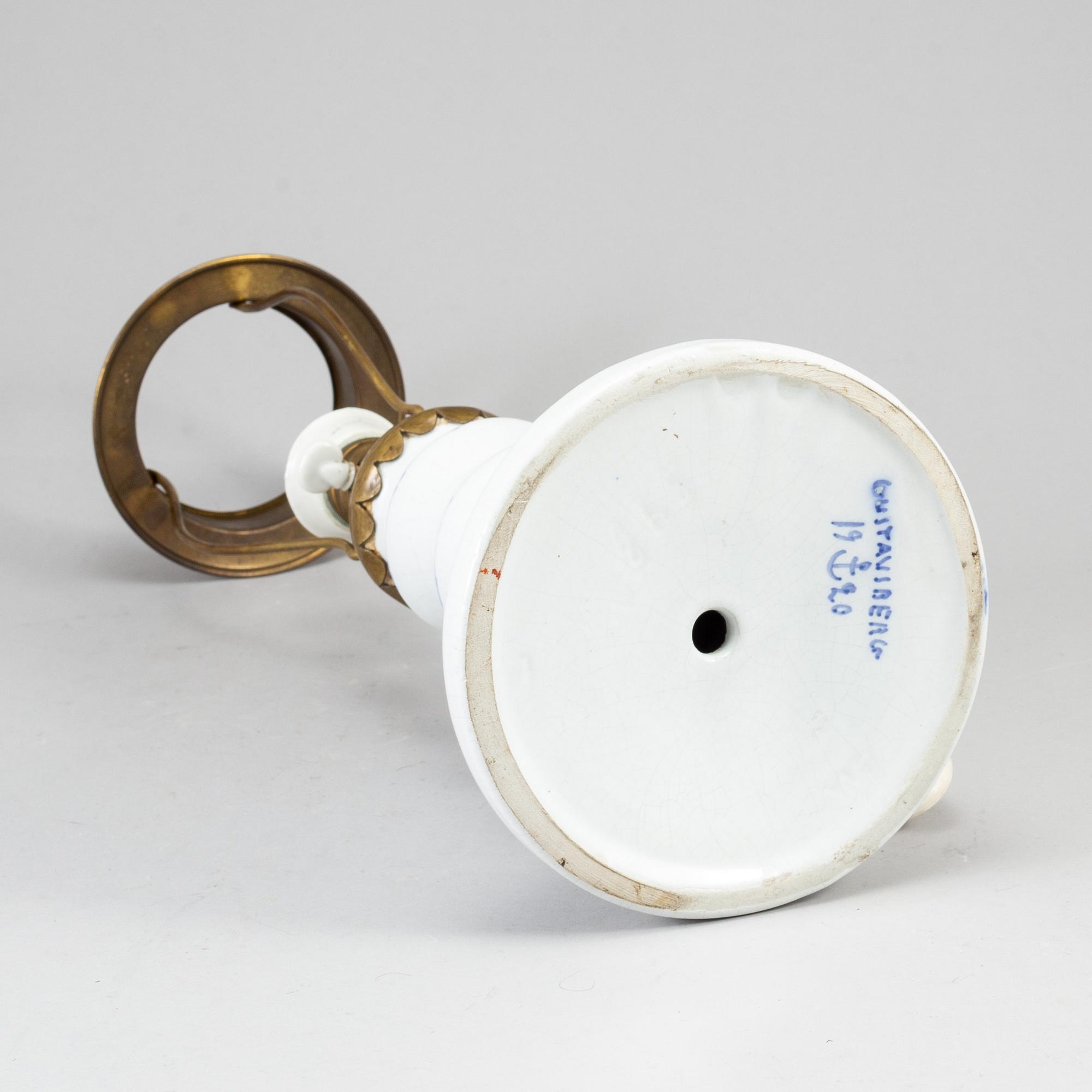 WILHELM KÅGE, a creamware table lamp, Gustavsberg, Sweden, dated 1920.