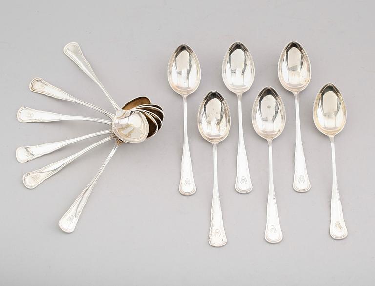 TESKEDAR, 12 st, silver, CG Hallberg, Stockholm 1939. Vikt ca 264 gram.