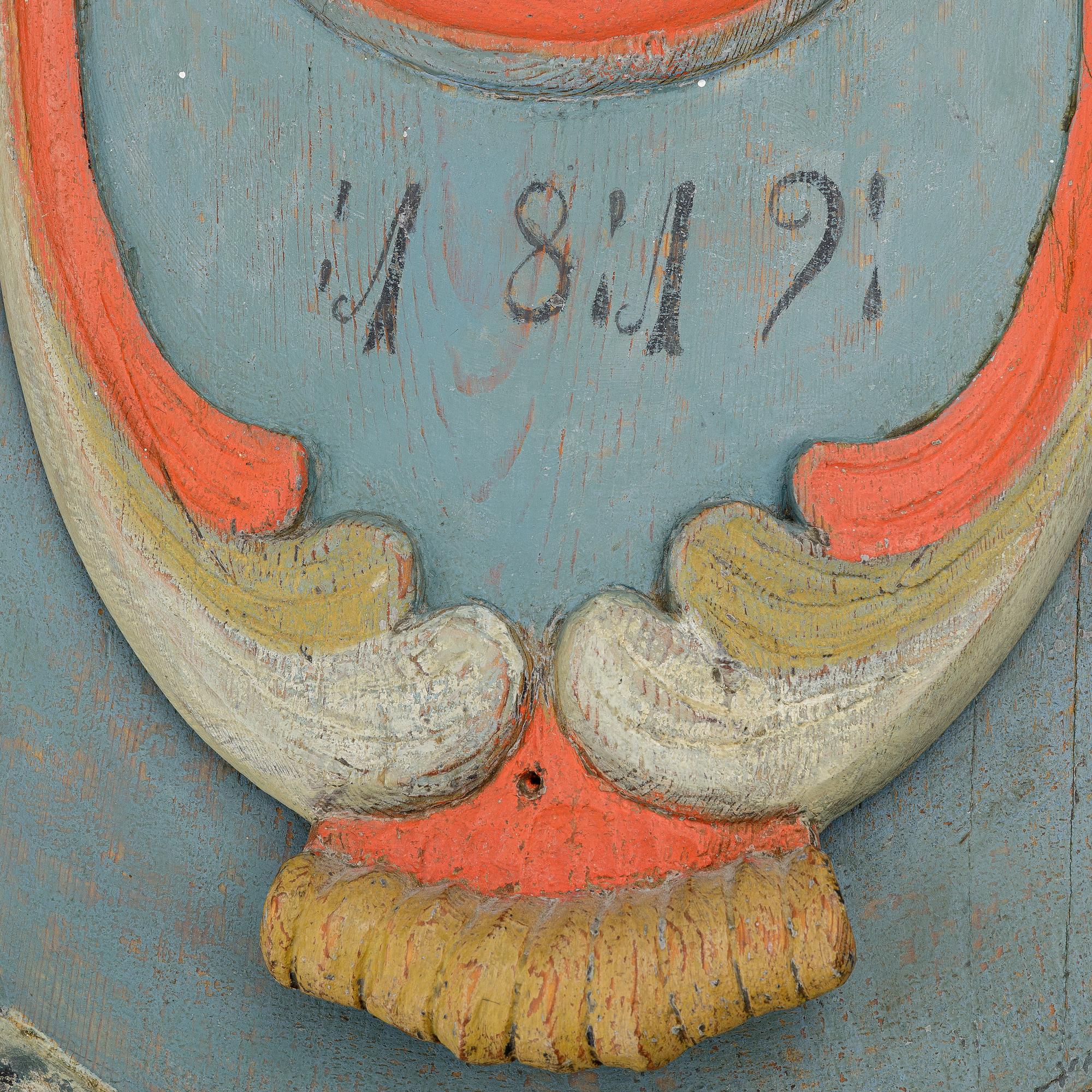 A Swedish folk art longcase clock from Hälsingland, dated 1812.