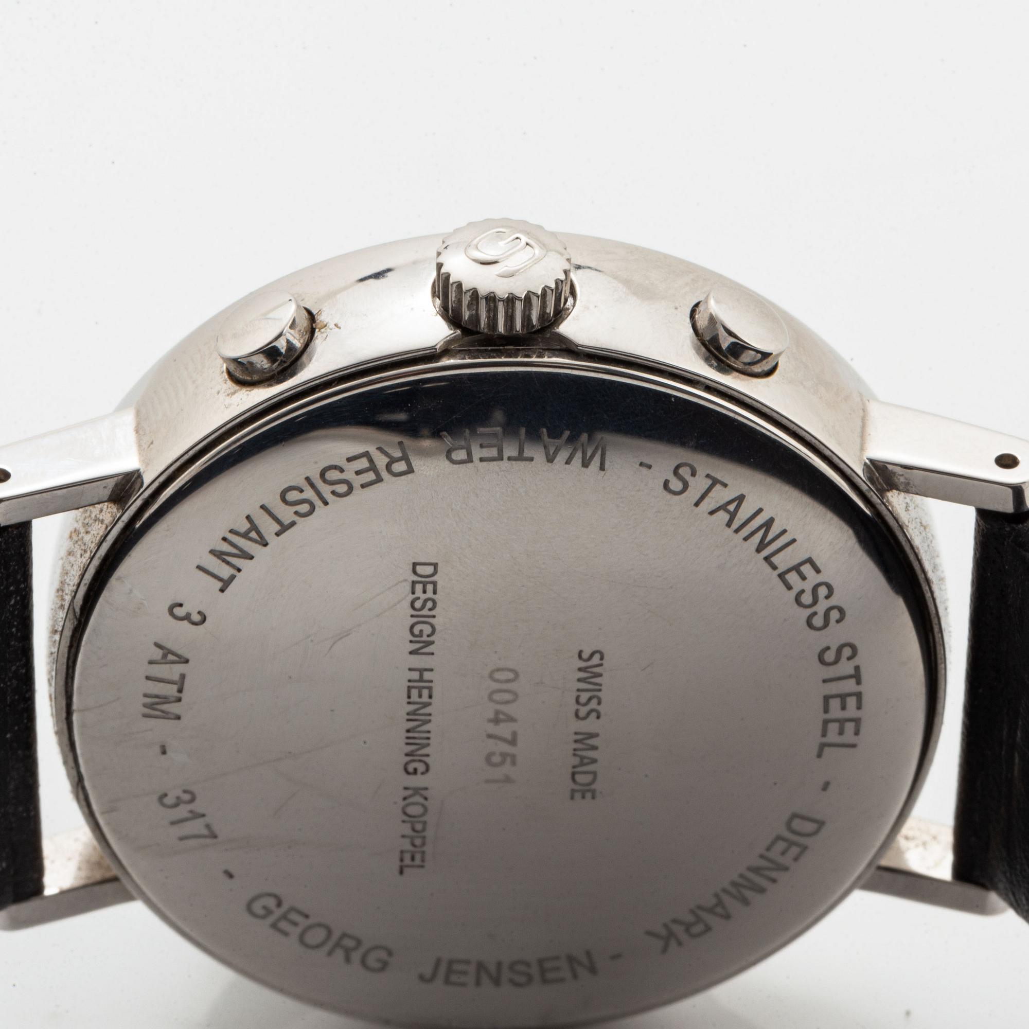 Henning Koppel, armbandsur, Georg Jensen, wristwatch, chronograph, 37 mm.