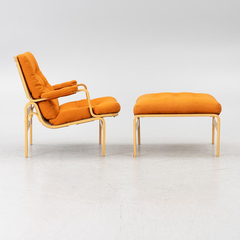 Bruno Mathsson, an 'Ingrid' armchair with ottoman, Dux.