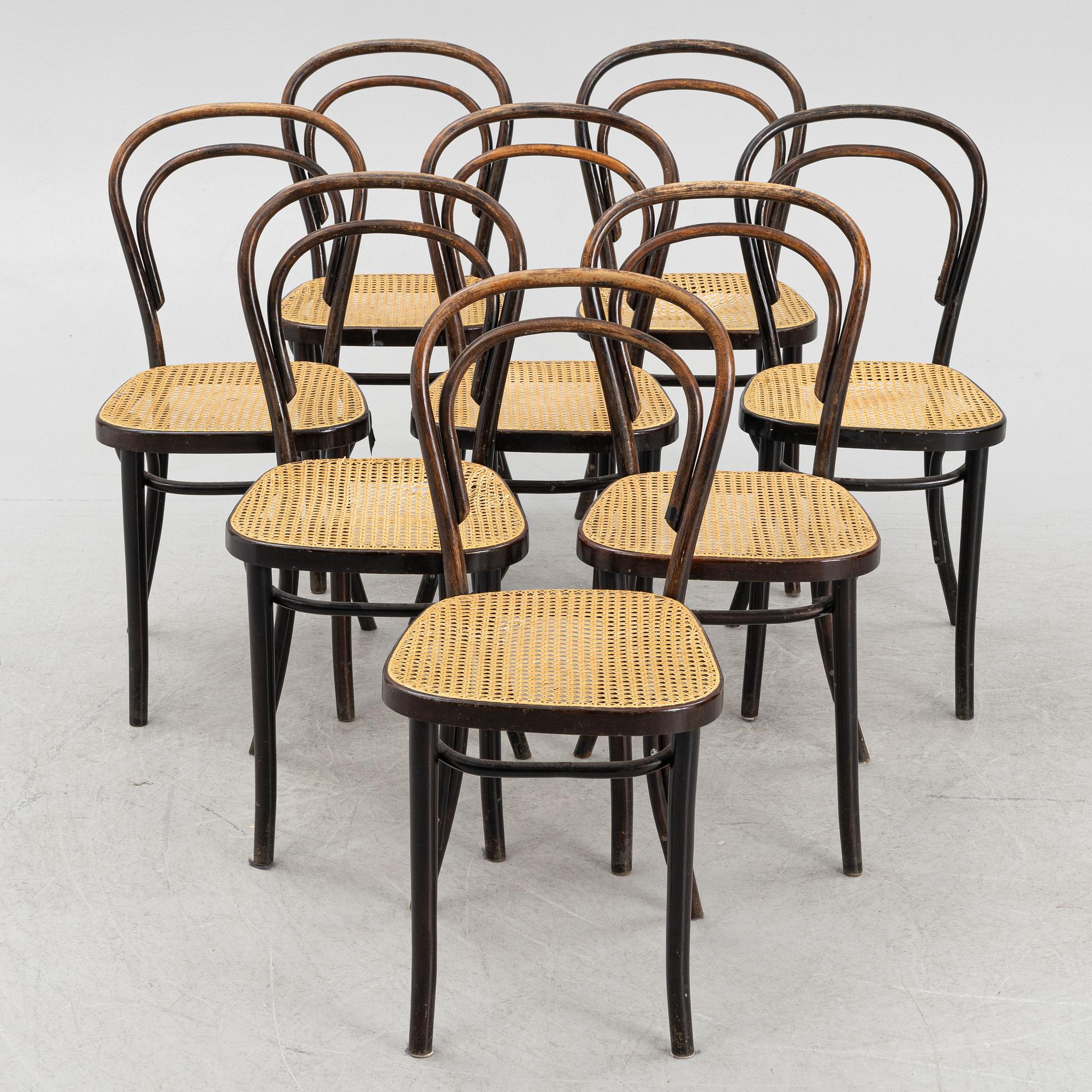 Stolar 8 st, Thonet-typ, 1900-talets första hälft.