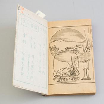 Six Japanese woodblock books with illustrations, 19th century.