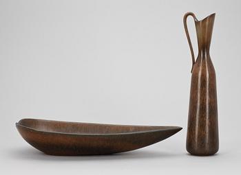 VAS SAMT SKÅLFAT, stengods, Gunnar Nylund, Rörstrand.