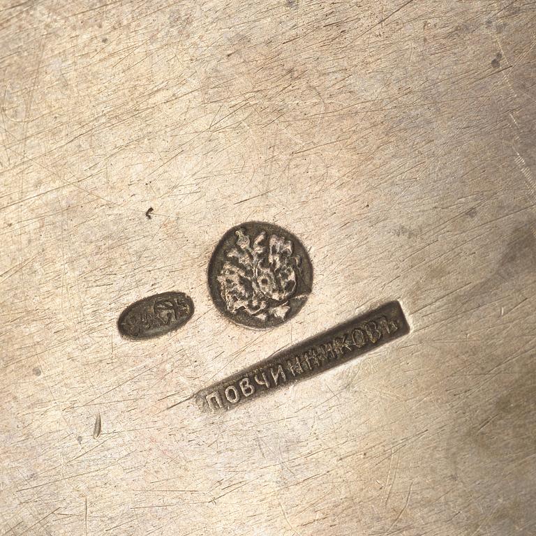 Pavel Ovchinnikov, kaffeservis, tre delar, silver, Moskva 1899-1908. Hovleverantörsmärke.