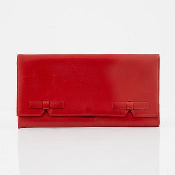 Christian Dior, a red box calf leather clutch.