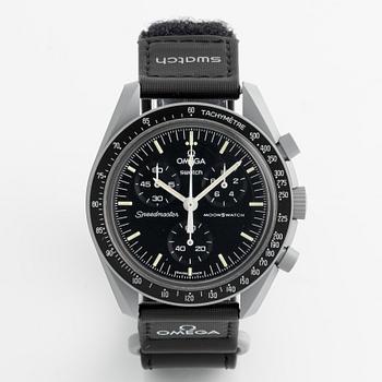 Swatch/Omega, MoonSwatch, Mission to the Moon, chronograph, wristwatch, 42 mm.