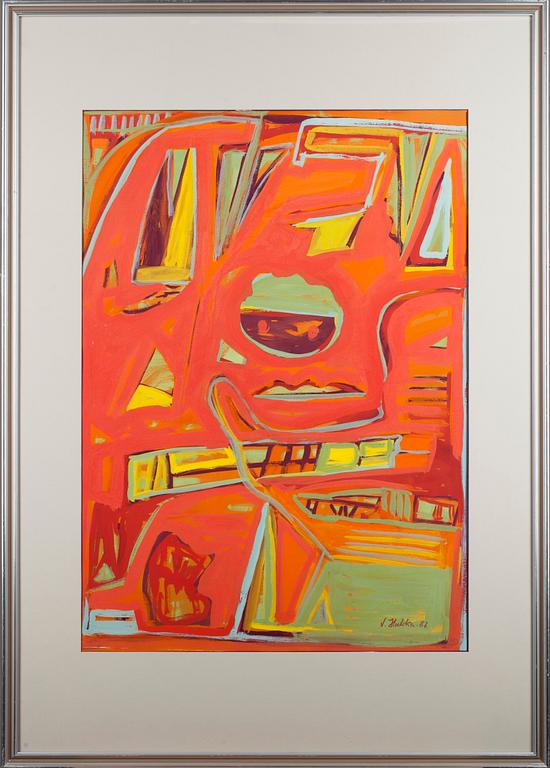 VEIJO HUKKA, gouache, signerad och daterad -87.