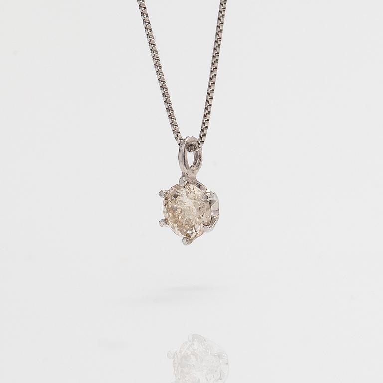 A platinum necklace, with a diamond approx. 0.20 ct according to engraving.